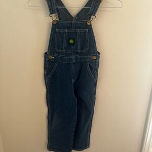 John Deere Blue Denim Overalls with Green Logo Patch
